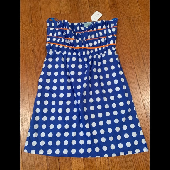 Judith March Dresses & Skirts - Judith March blue w/ white dot ruffle tube dress